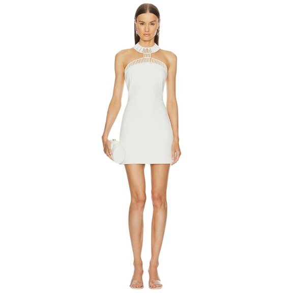 CULT GAIA Serafina Dress in Off White 0 New Womens Mini Halter Beaded - Picture 1 of 15